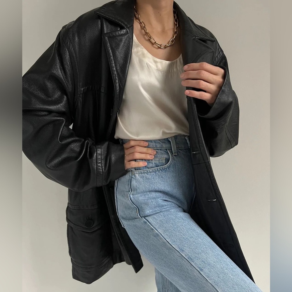 Vintage Carbon Leather Coat